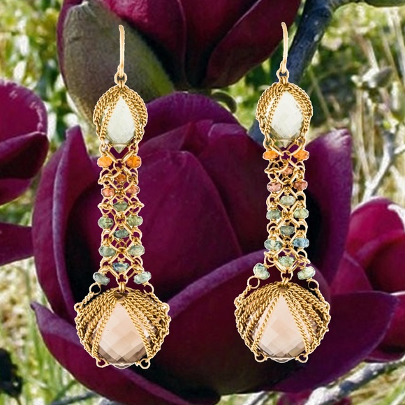 SOLD -Anthony Nak 18k Multicolored Sapphire Earrings - Picture 1 of 7